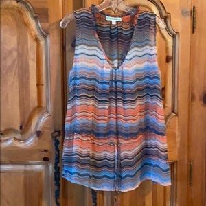 Sheer Shell with Ruffle Trim